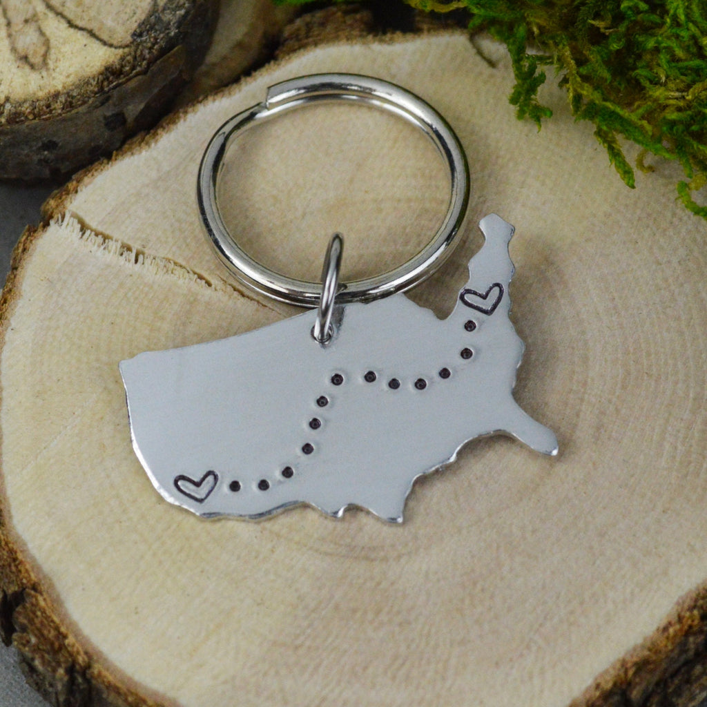United States Keychain or Necklace - Best Friend Gift - Couples Gift - Long Distance Love