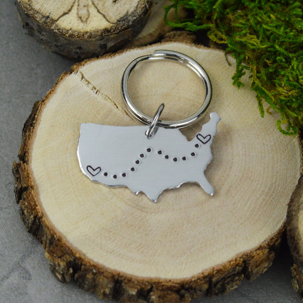 United States Keychain or Necklace - Best Friend Gift - Couples Gift - Long Distance Love