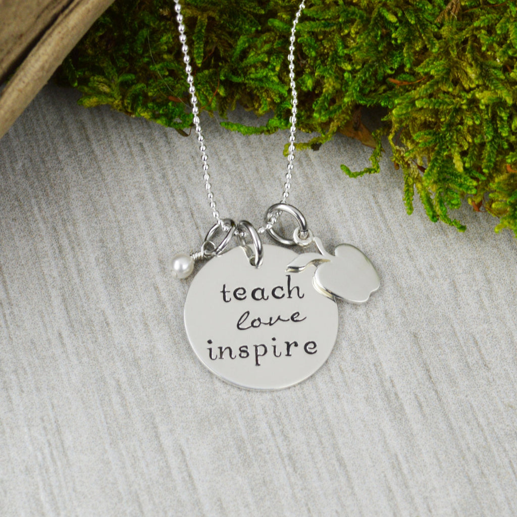 Teach Love Inspire Sterling Silver Necklace - Teacher Appreciation Gift