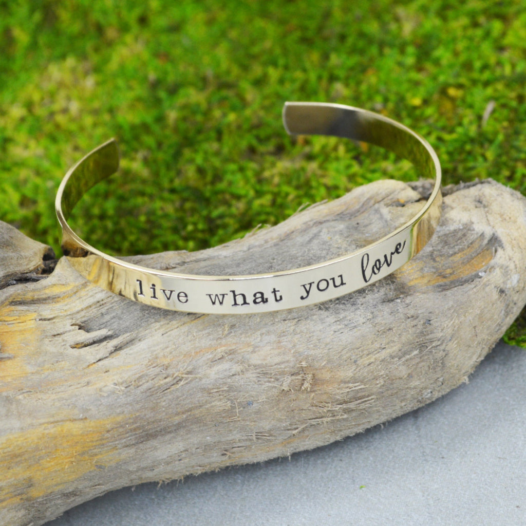 Live What You Love Cuff Bracelet - Inspirational Mantra Bracelet
