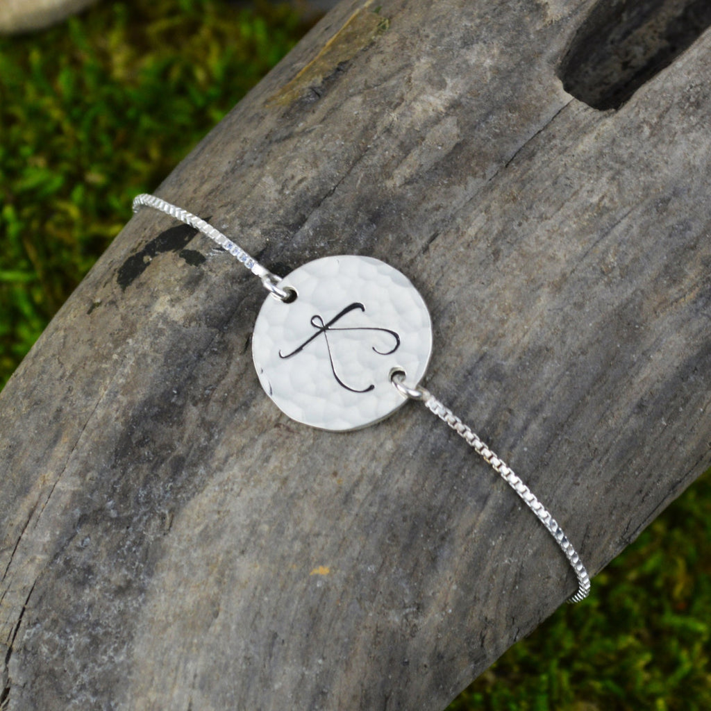 Personalized Bar Bracelet with Initial // Handstamped Jewelry
