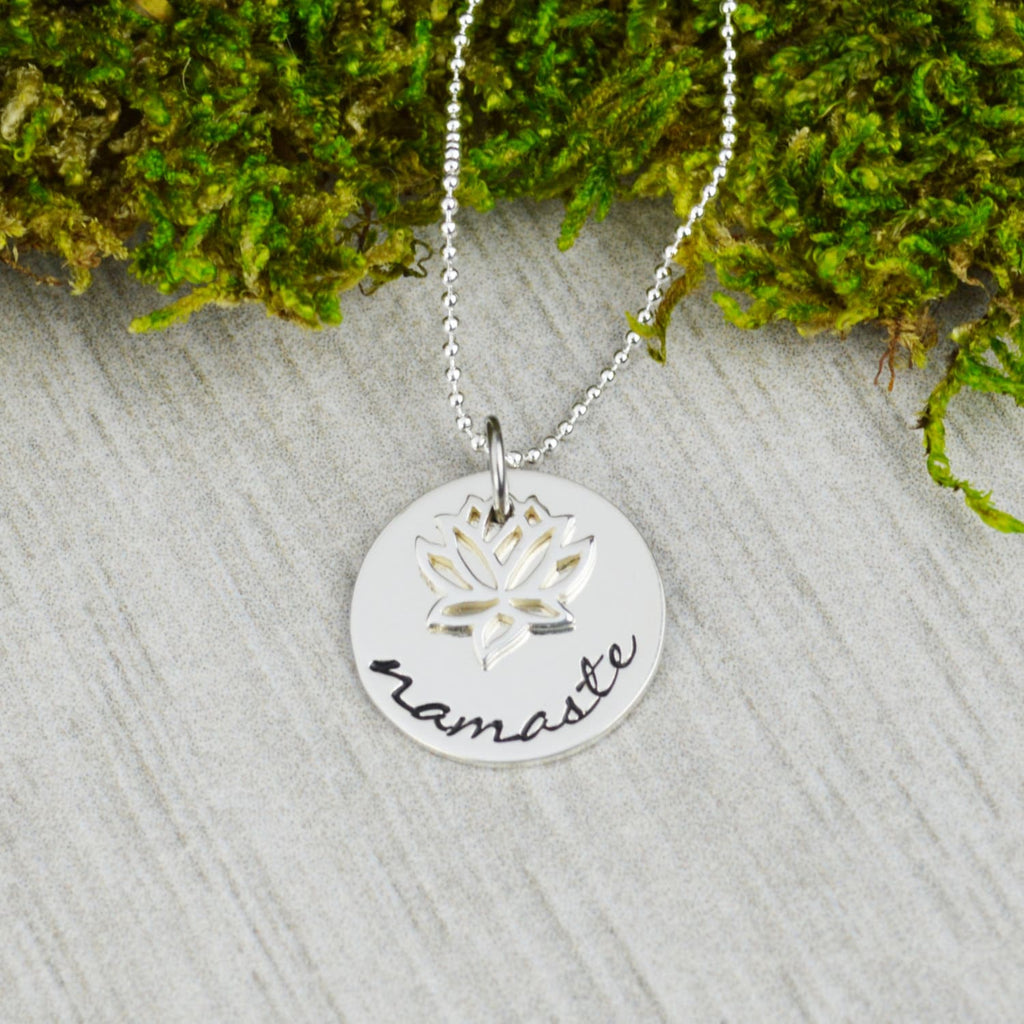 Namaste Sterling Silver Necklace with Lotus