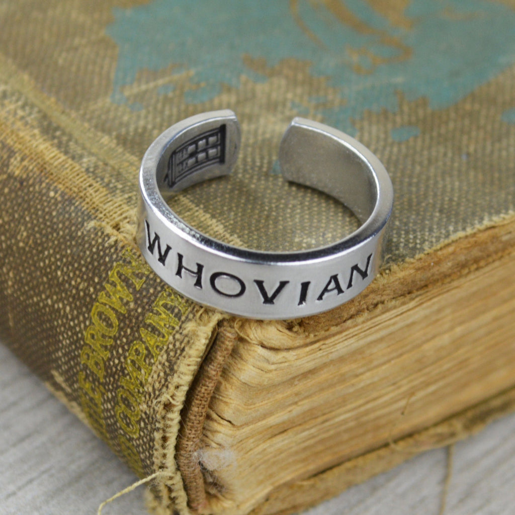 Whovian Tardis Ring //Handstamped Dr. Who - Doctor Who Jewelry