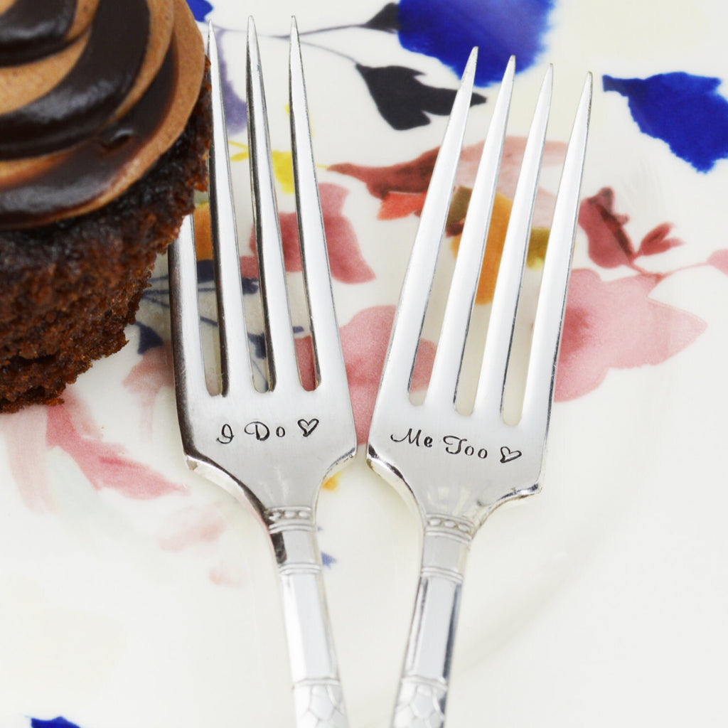 I Do Me Too Hand Stamped Forks with Custom Date 