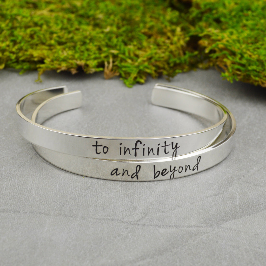 To Infinity And Beyond Cuff Aluminum Brass or Copper Bracelet Set