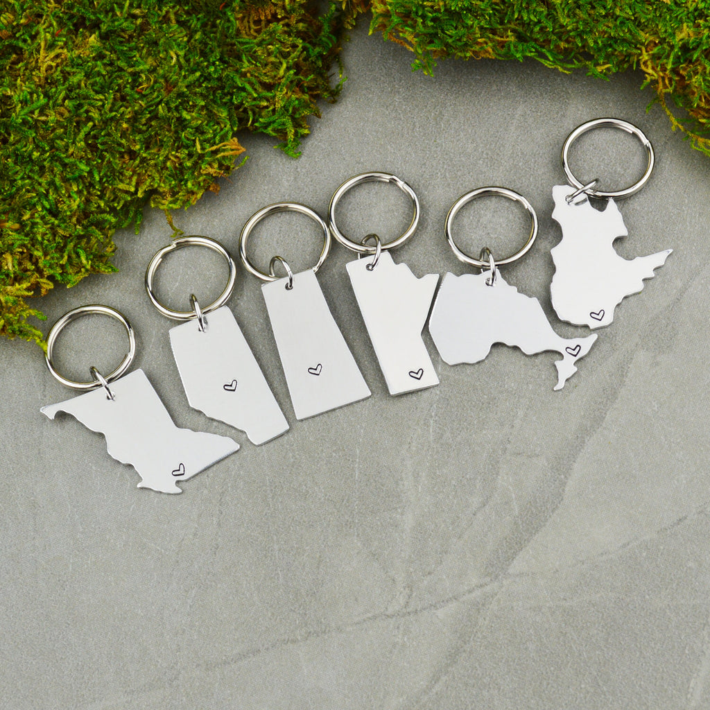 ANY TWO PROVINCES Canada Keychain or Necklace Set - Best Friend Gift - Couples Gift - Long Distance Love