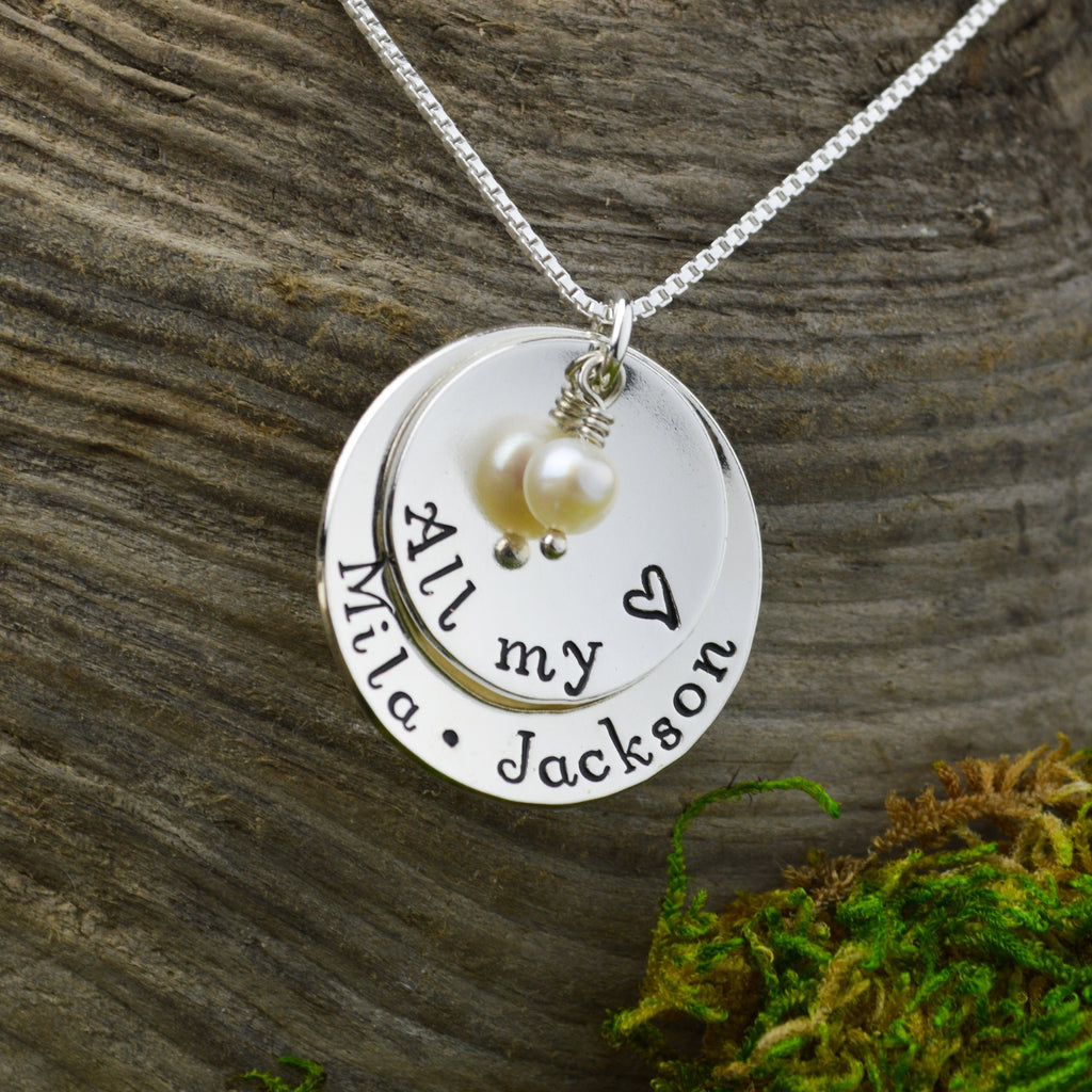 Hand Stamped All My Love Mothers Necklace 