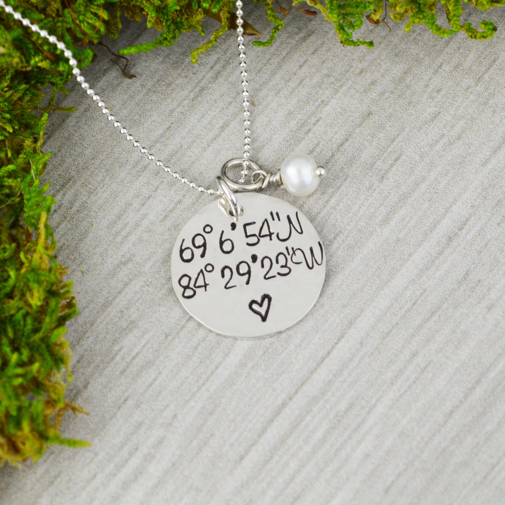 Custom Coordinates Necklace in Sterling Silver 