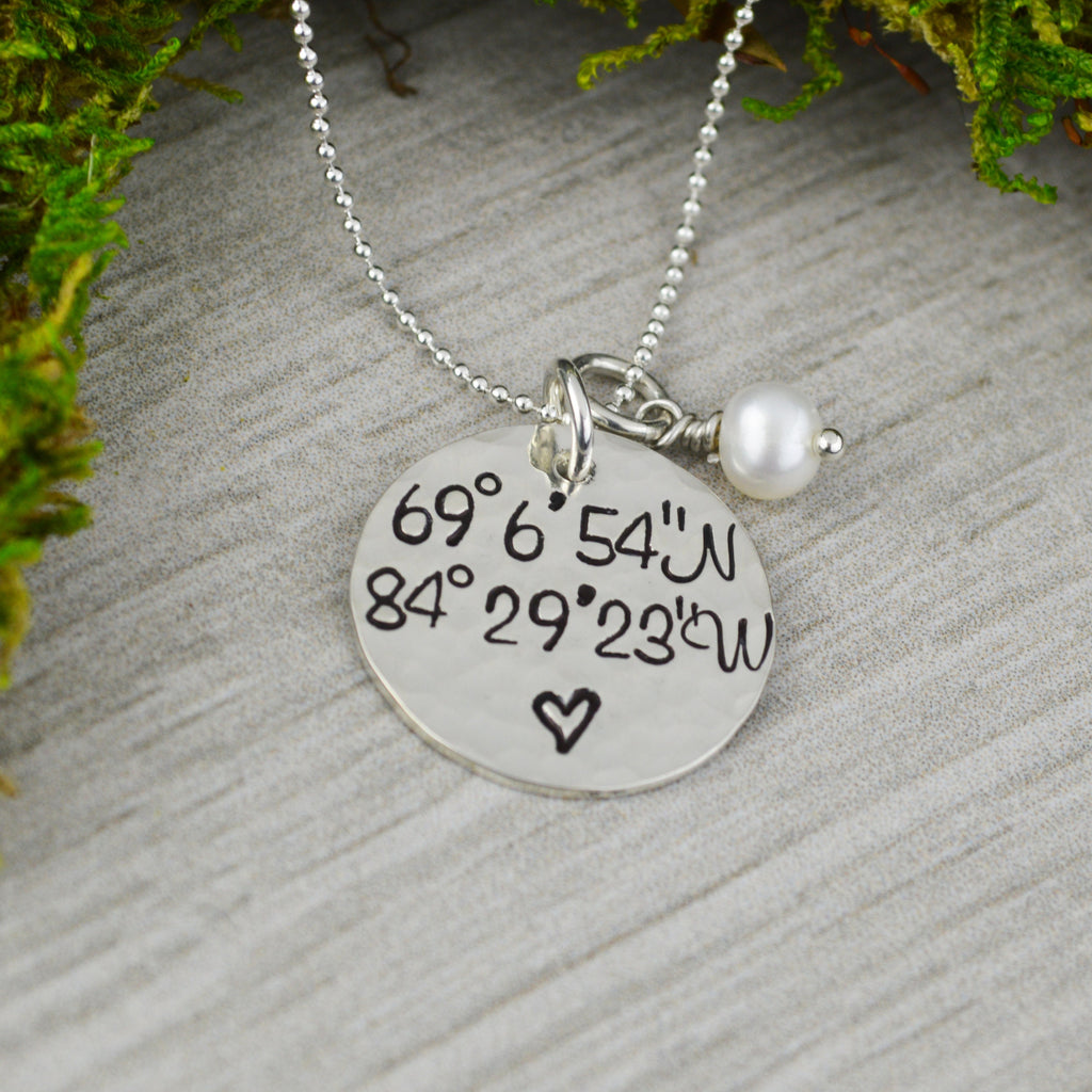 Custom Coordinates Necklace in Sterling Silver 