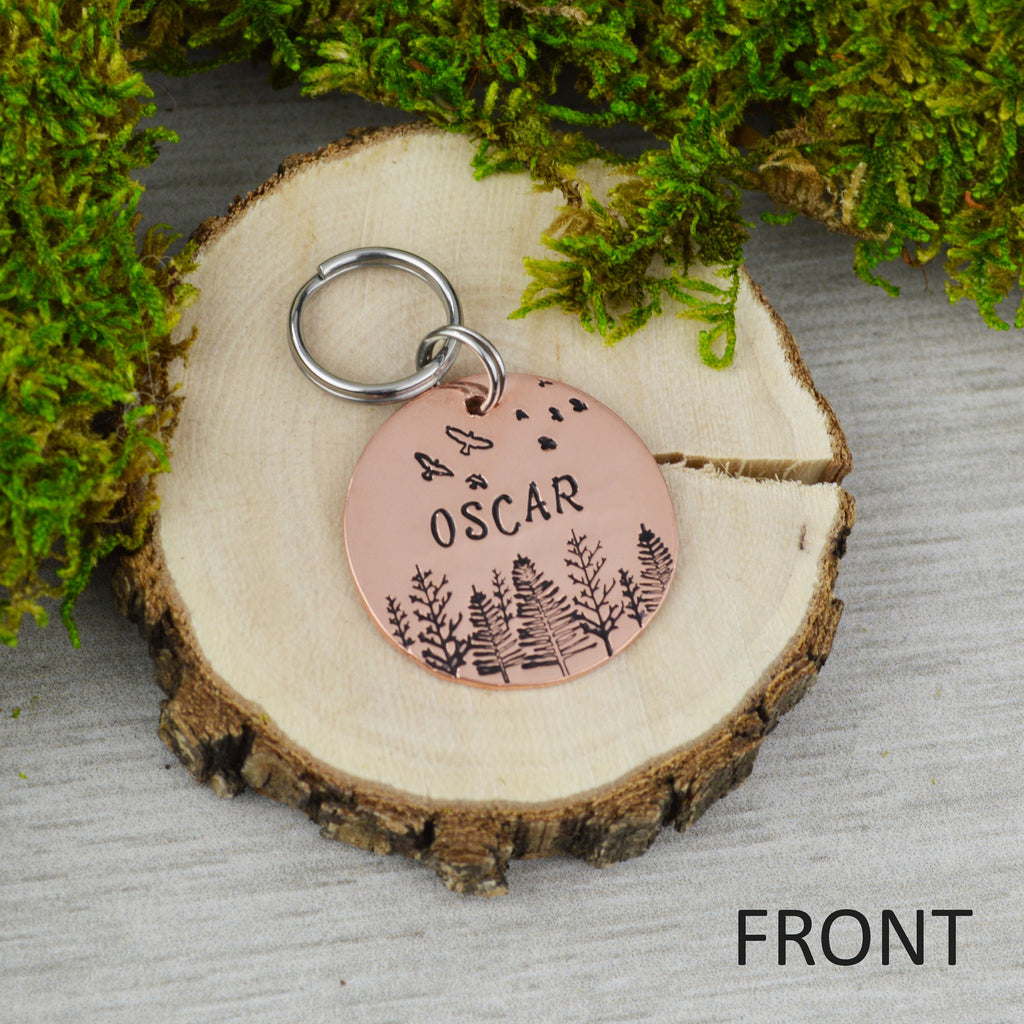 In the Forest Handstamped Pet ID Tag 