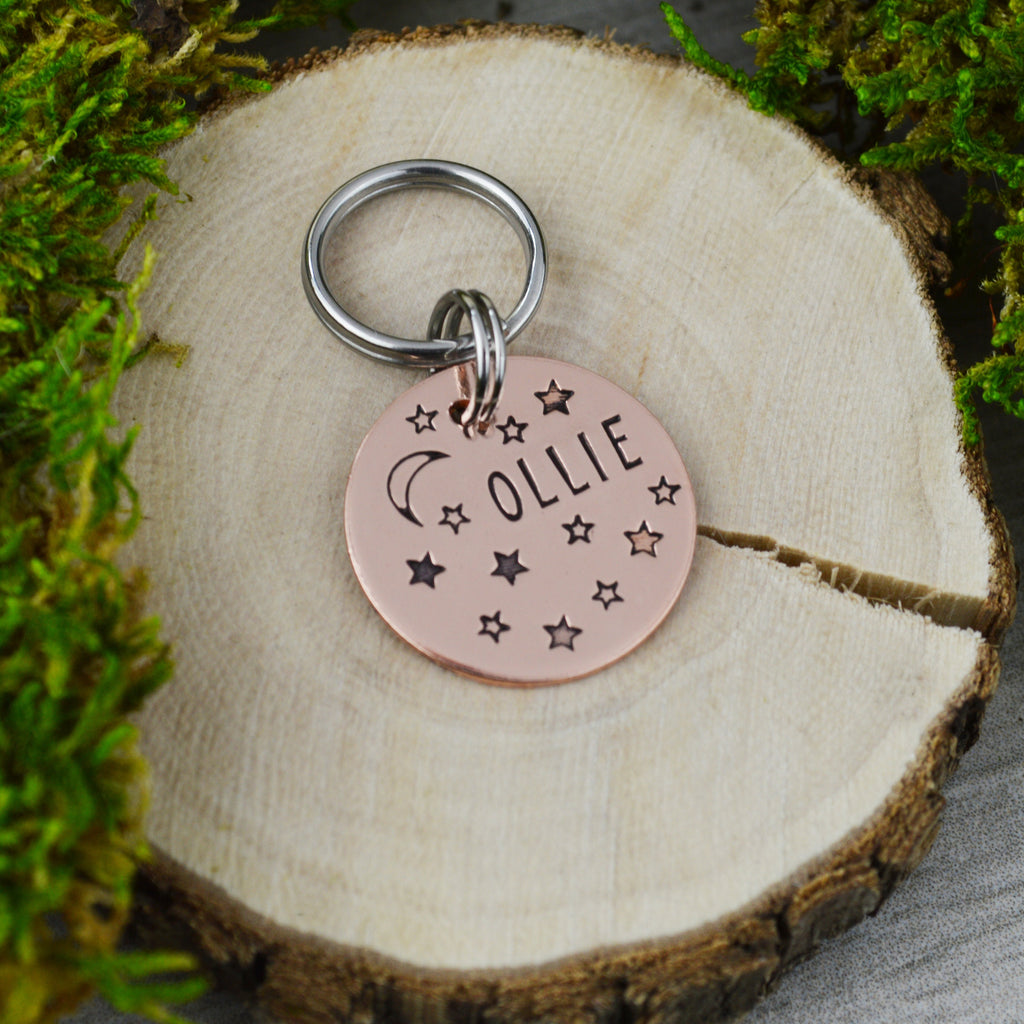 Among the Stars Handstamped Pet ID Tag 