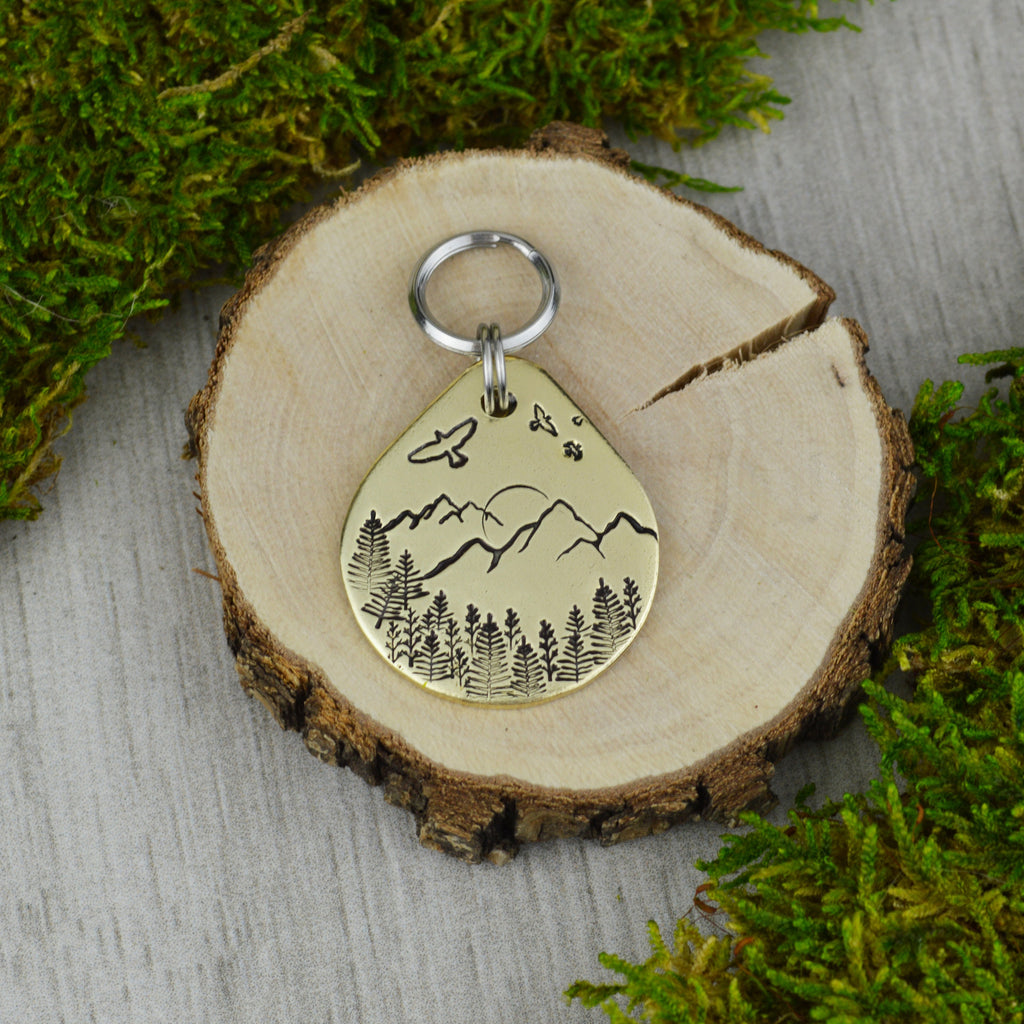 Above the Peaks Handstamped Pet ID Tag 
