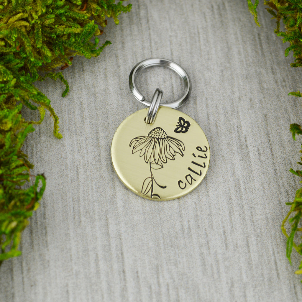 Wildflower - Small Handstamped Pet ID Tag 