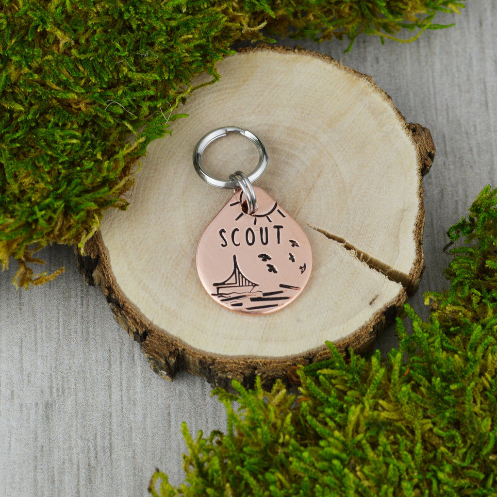 On The Water Handstamped Mini Pet ID Tag 