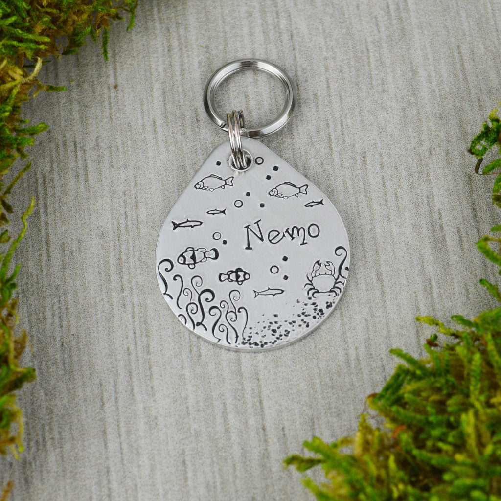 Under the Sea Handstamped Pet ID Tag 