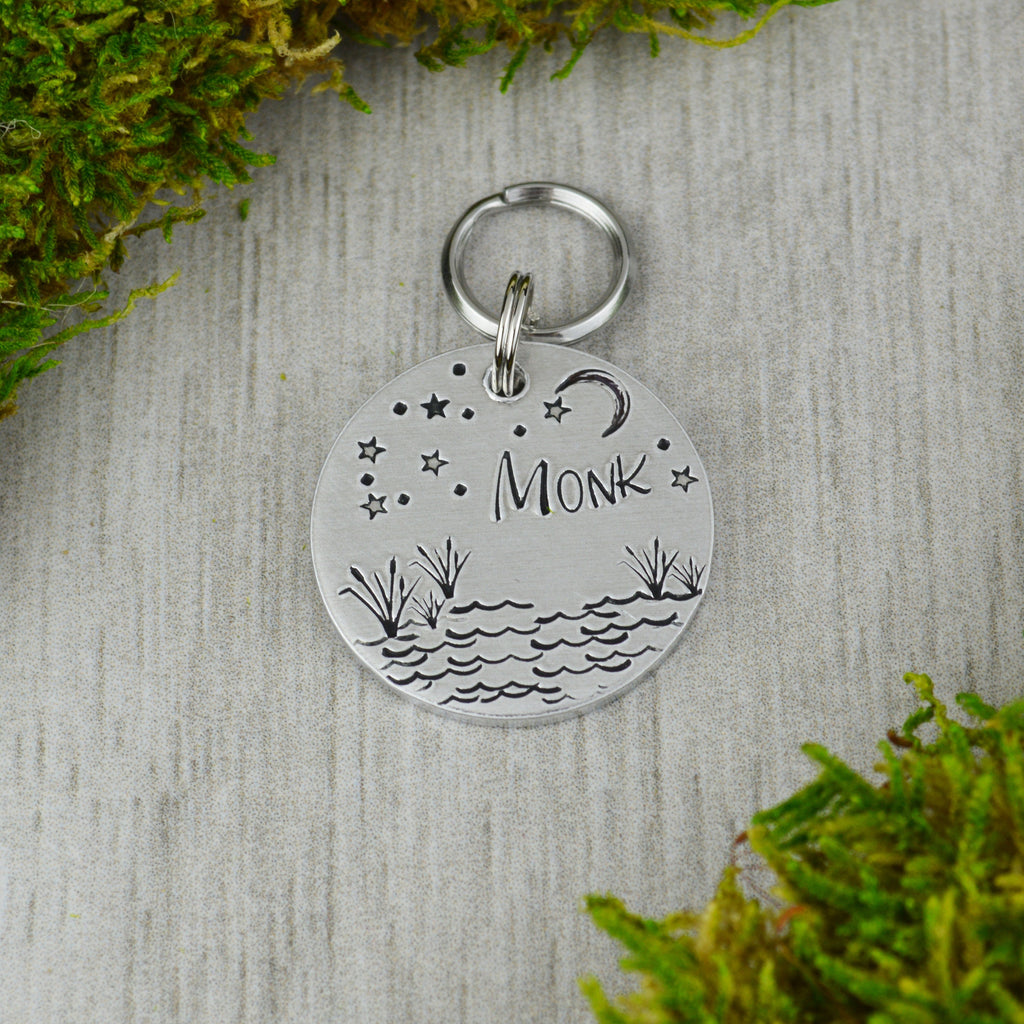 Starlight on the Lake Handstamped Pet ID Tag 