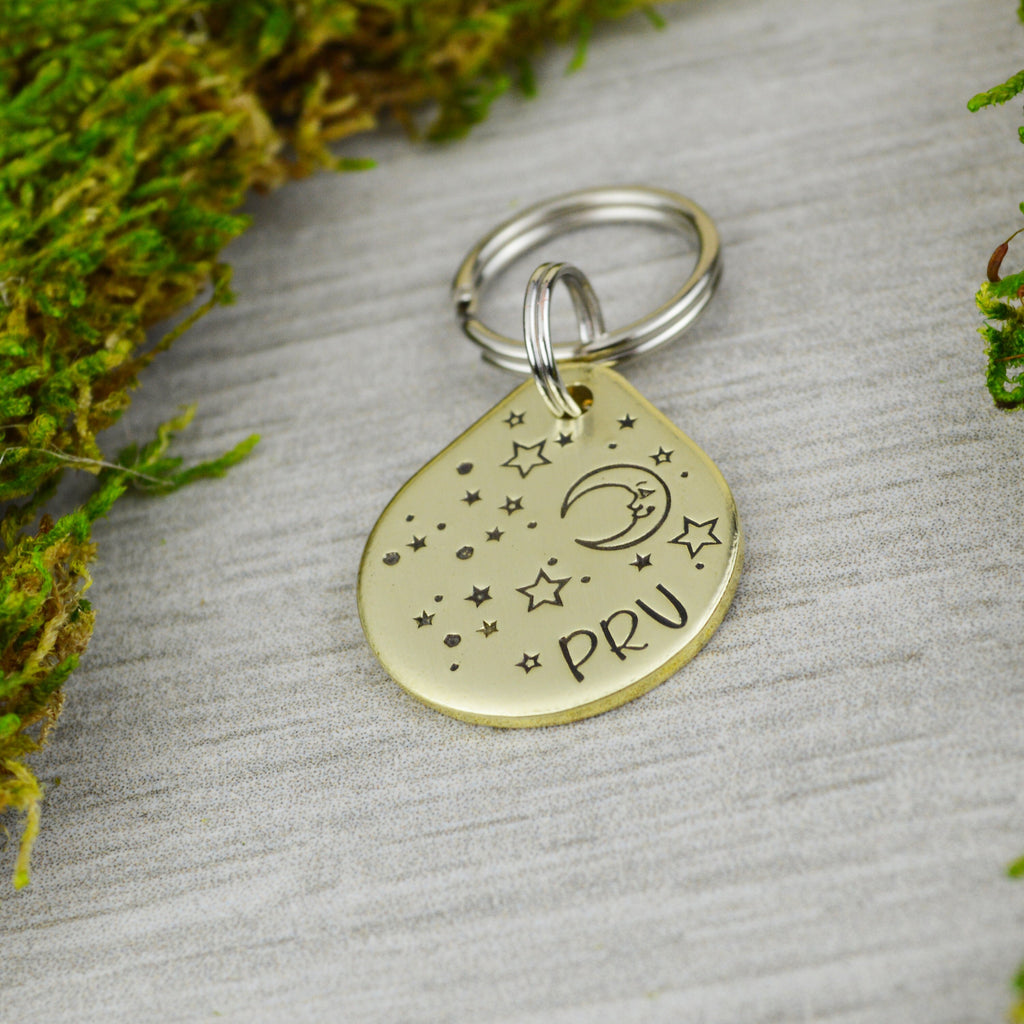Man in the Moon Handstamped Mini Pet ID Tag 