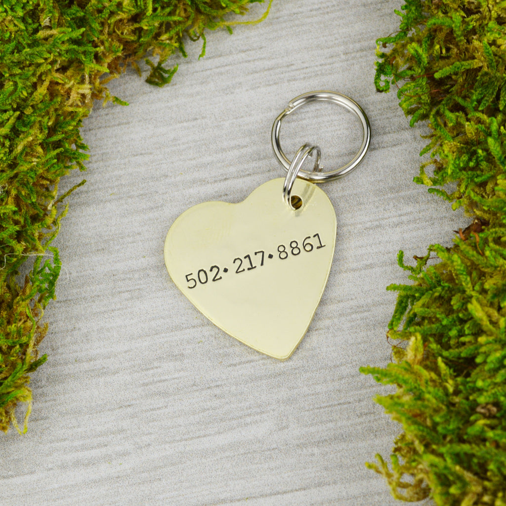 Eucalyptus Handstamped Square Pet ID Tag 