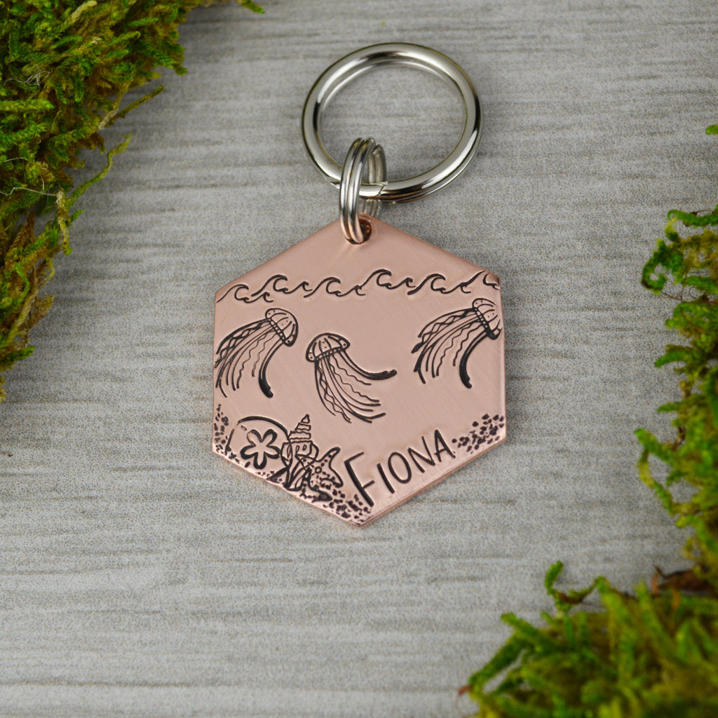 Jelly Bloom Handstamped Hexagon Pet ID Tag 