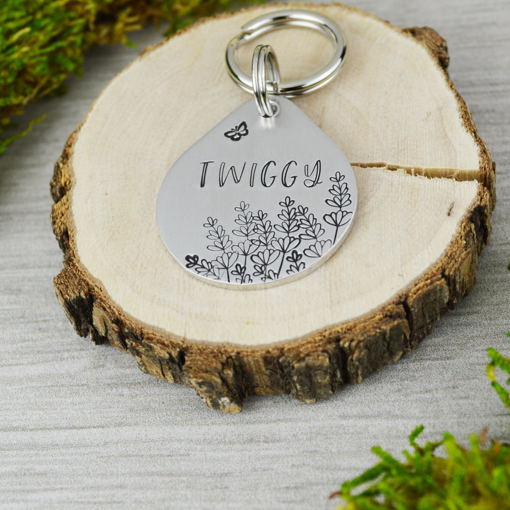 Fields of Lavender Handstamped Pet ID Tag 