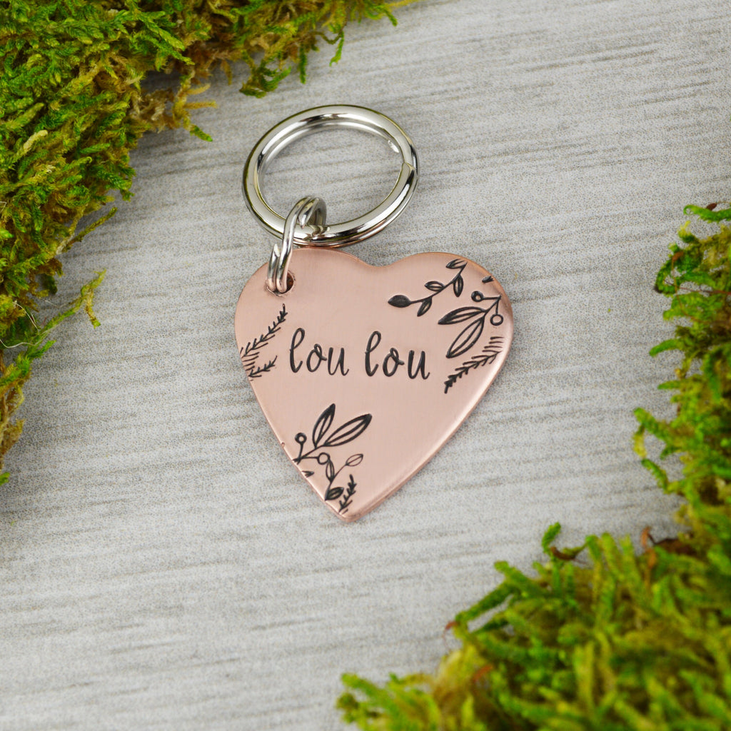 Winter Meadow Handstamped Square Pet ID Tag 