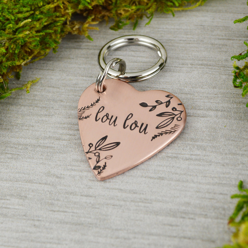 Winter Meadow Handstamped Square Pet ID Tag 