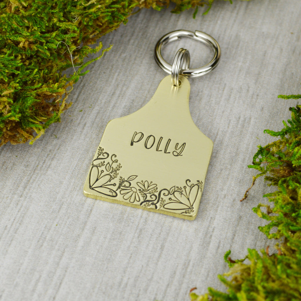 Wildflower Patch Handstamped Pet ID Tag 