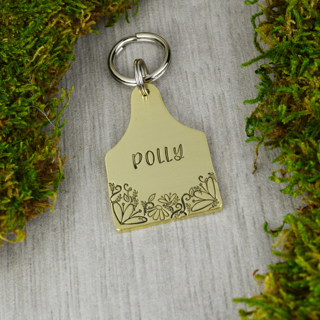 Wildflower Patch Handstamped Pet ID Tag 