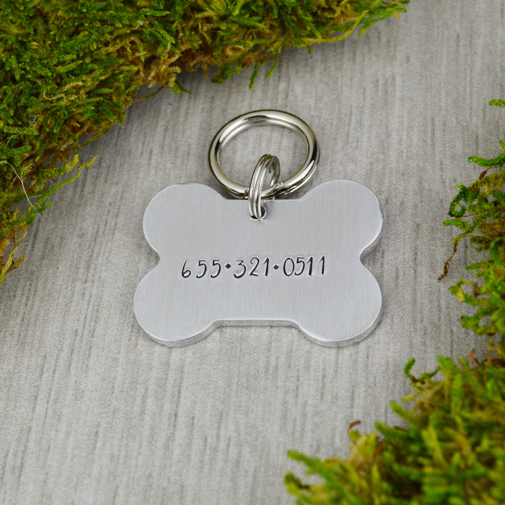 Feathers Handstamped Pet ID Tag 