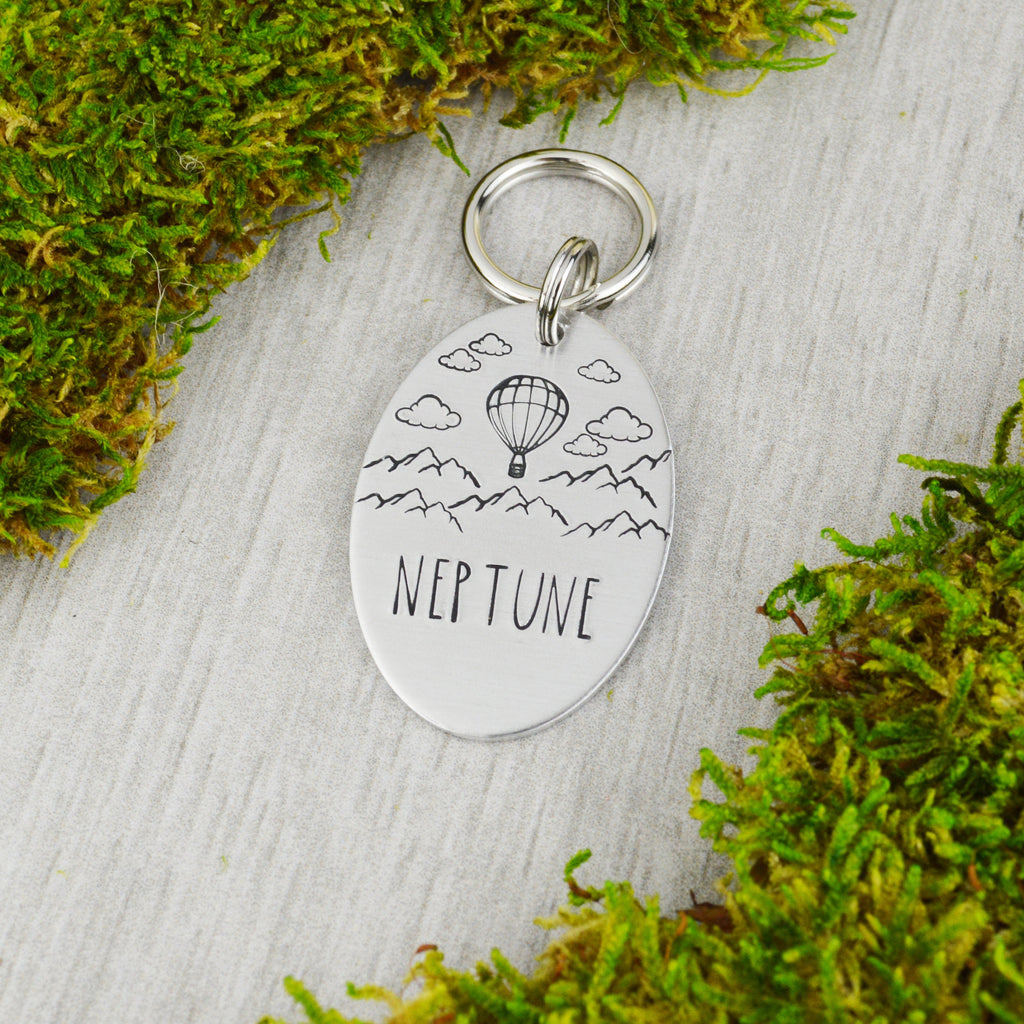 Sailing Among the Clouds Handstamped Pet ID Tag 