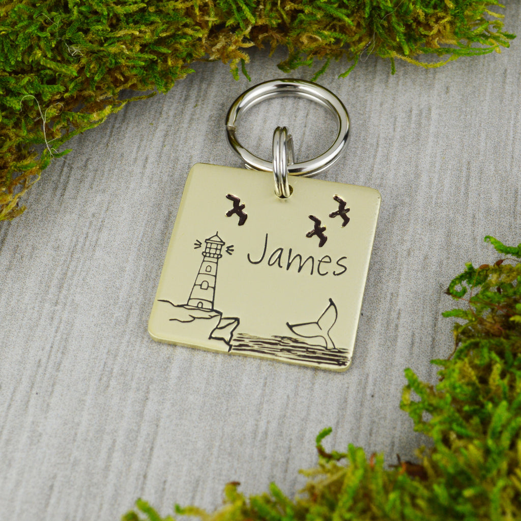 Beacon Handstamped Square Pet ID Tag 