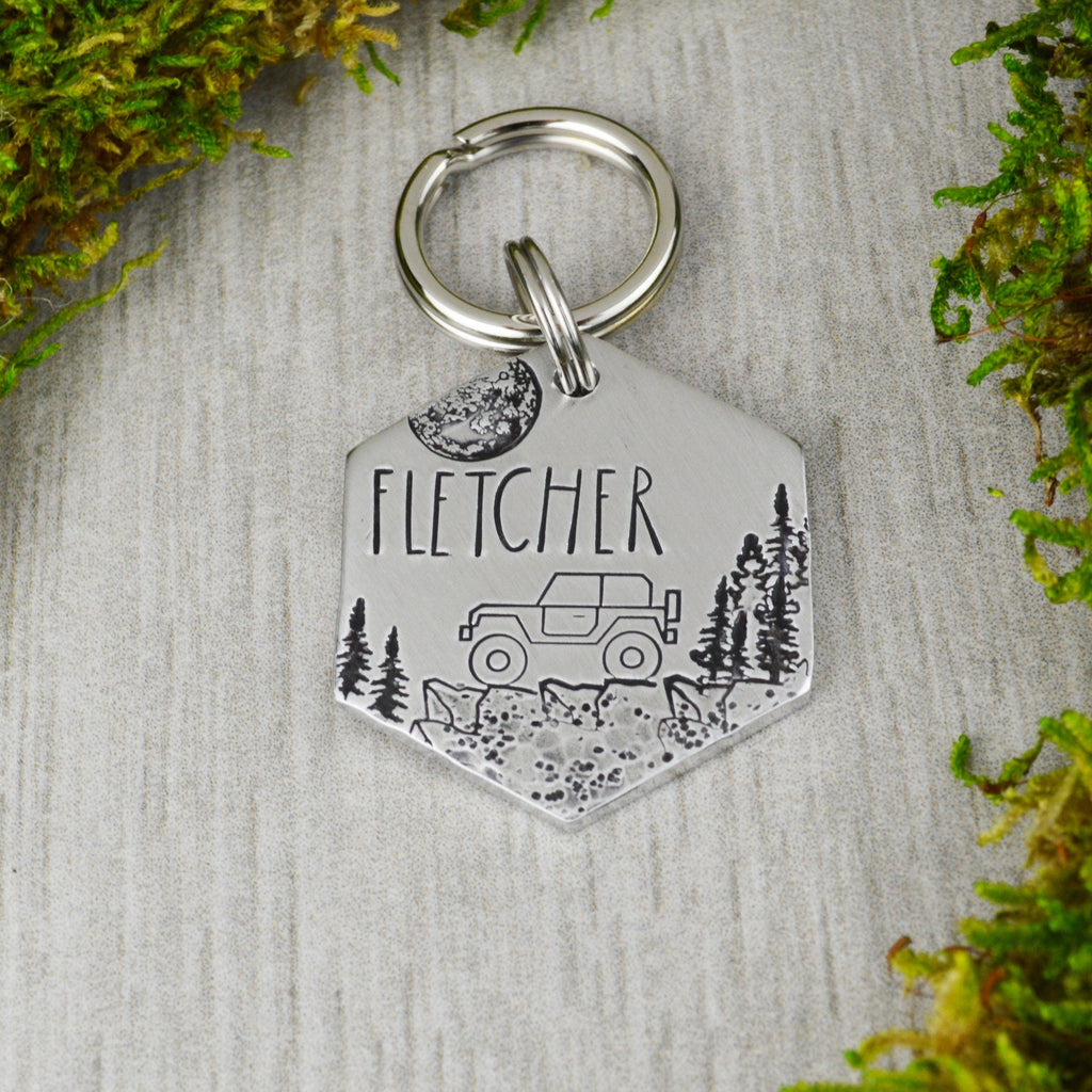 Top of the Trail Handstamped Hexagon Pet ID Tag • Personalized Pet/Dog ID Tag • Dog Collar Tag • Custom Engraved Dog Tag