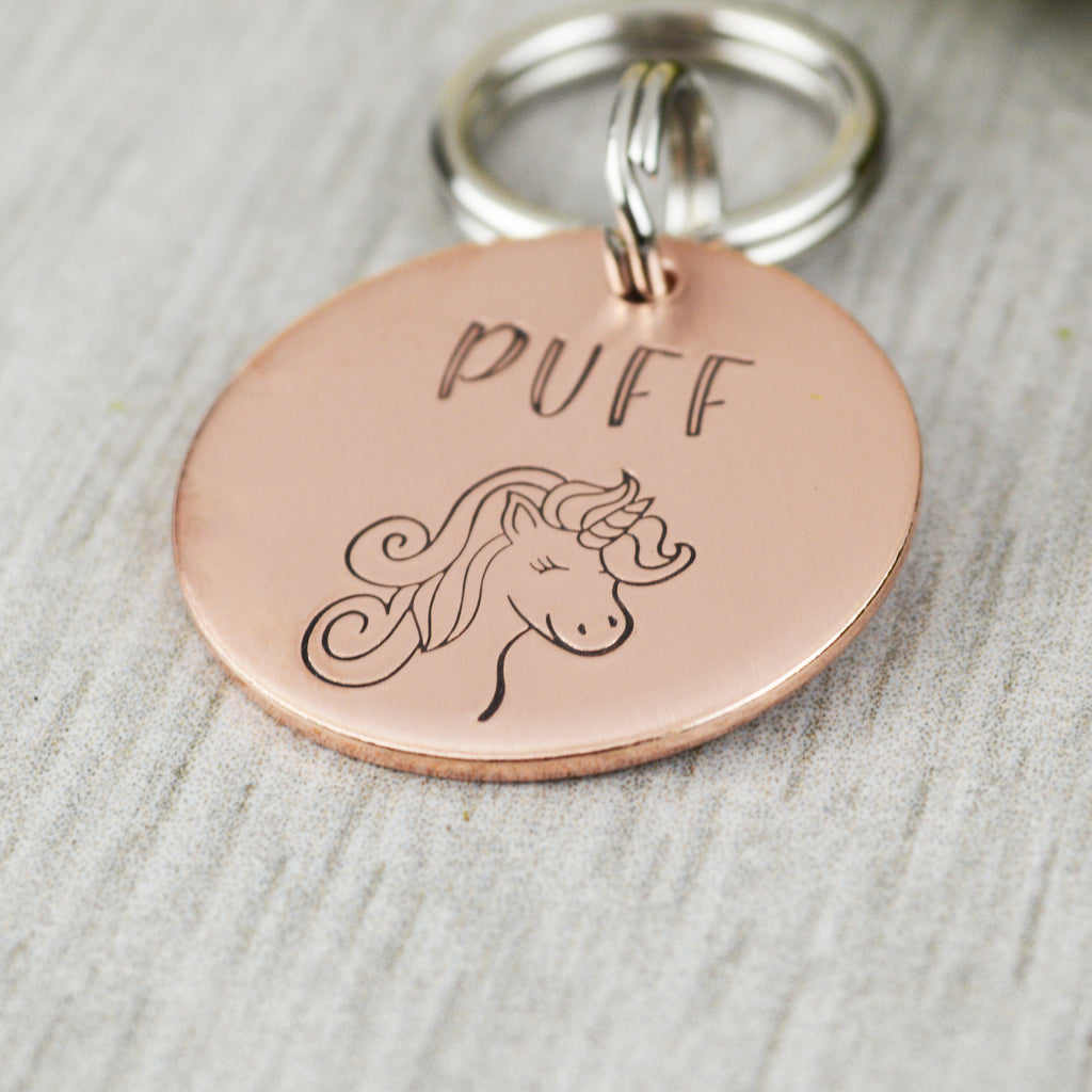 Magical Unicorn Handstamped Pet ID Tag 