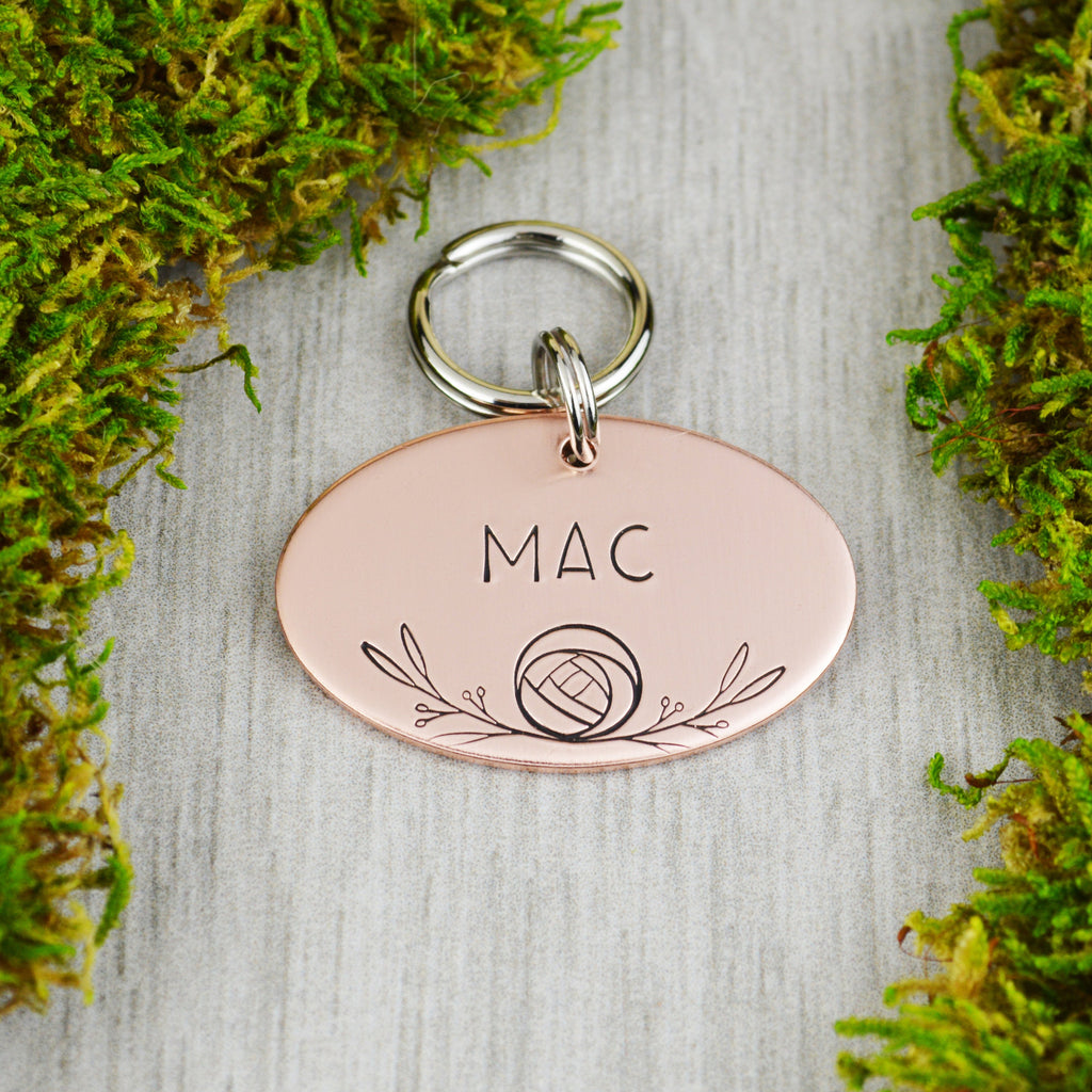 Mac's Rose Handstamped Pet ID Tag • Personalized Pet/Dog ID Tag • Dog Collar Tag • Custom Engraved Dog Tag