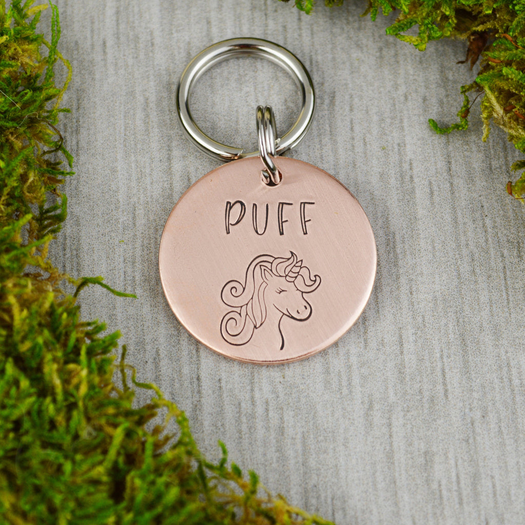 Magical Unicorn Handstamped Pet ID Tag 