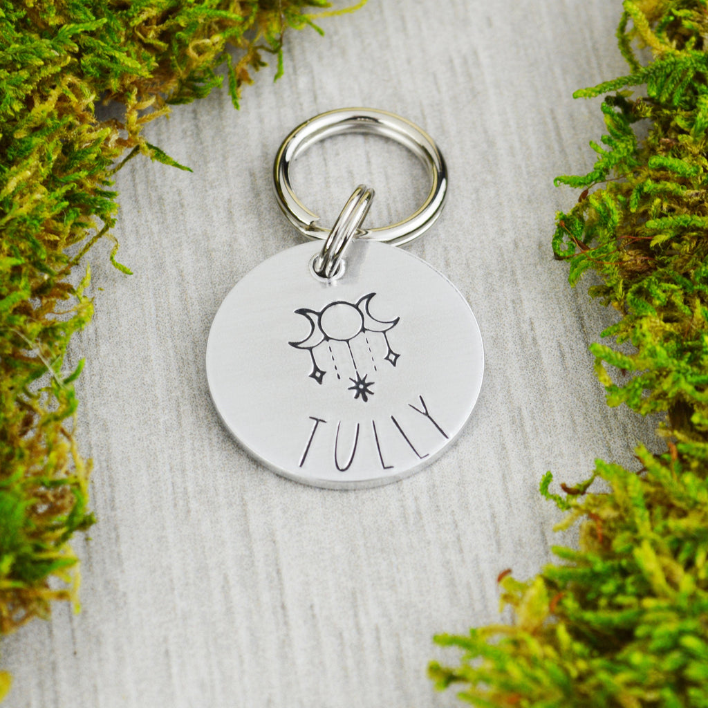 Lunar Reflections Handstamped Pet ID Tag 