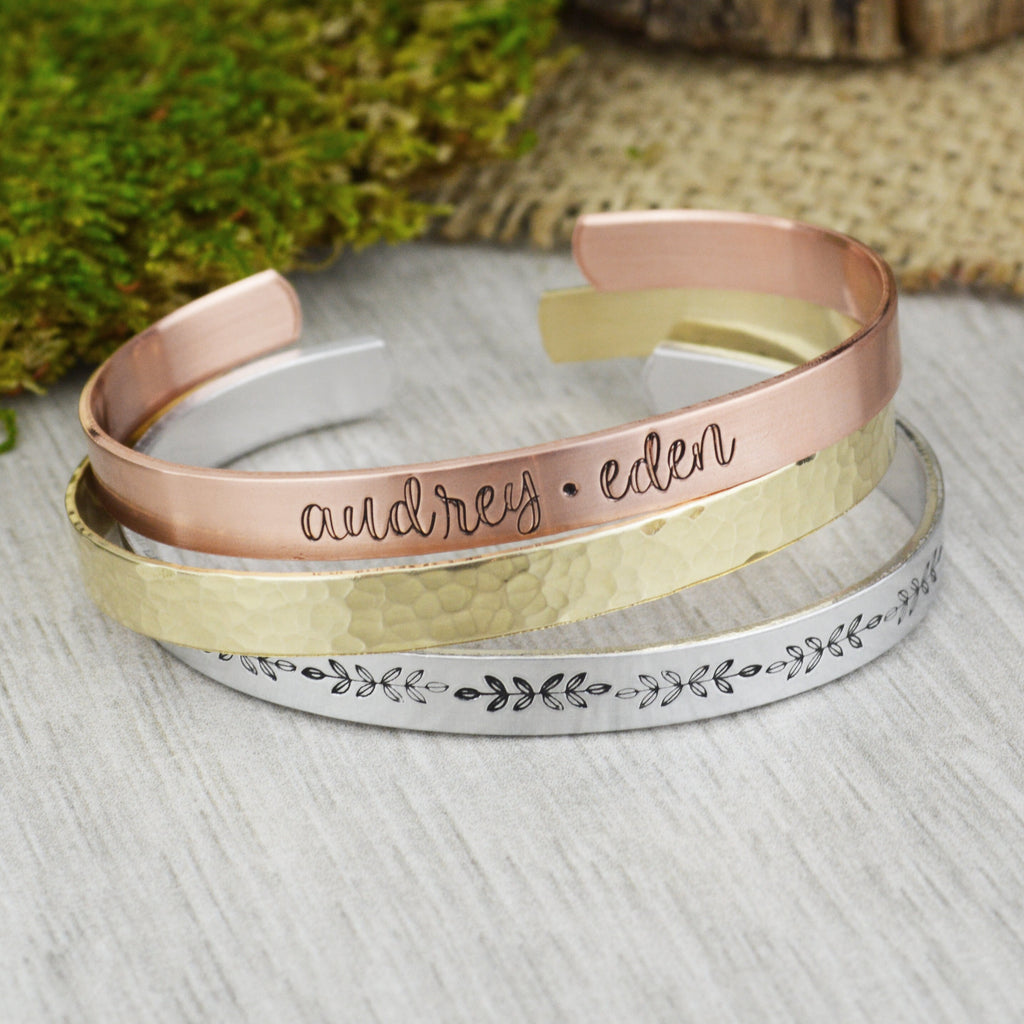 Set of 3 Personalized Mixed Metal Bracelet Stack 