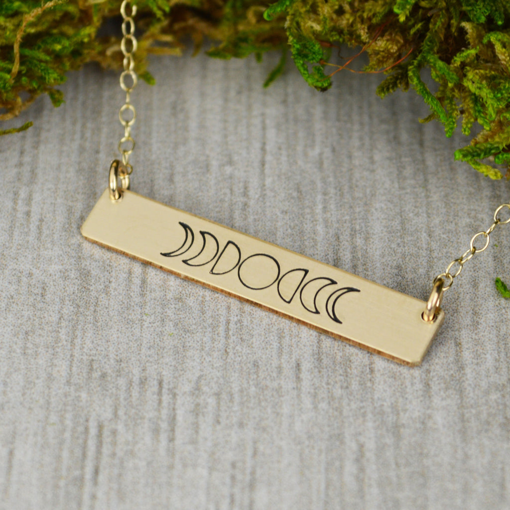 Moon Phases Skinny Bar Necklace 