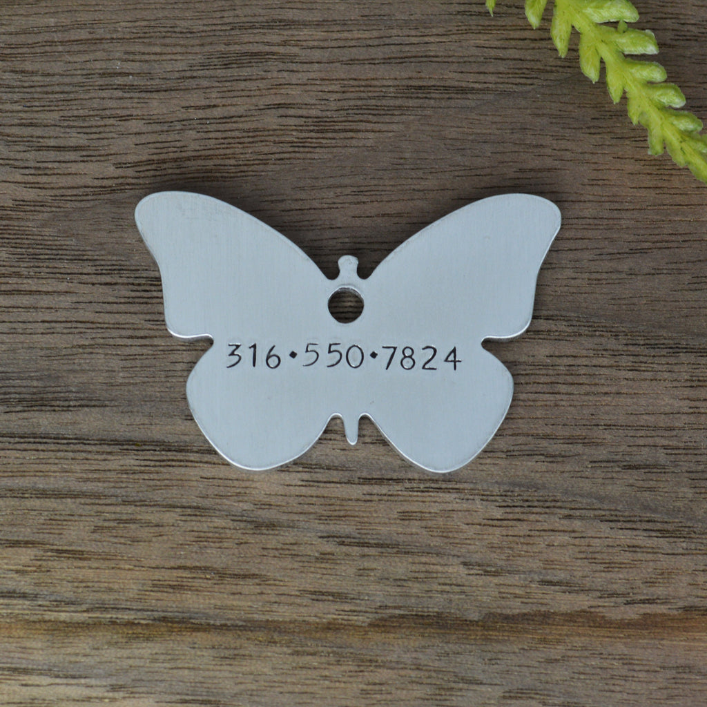 Flutter and Foliage Hand Stamped Dog Collar Tag 