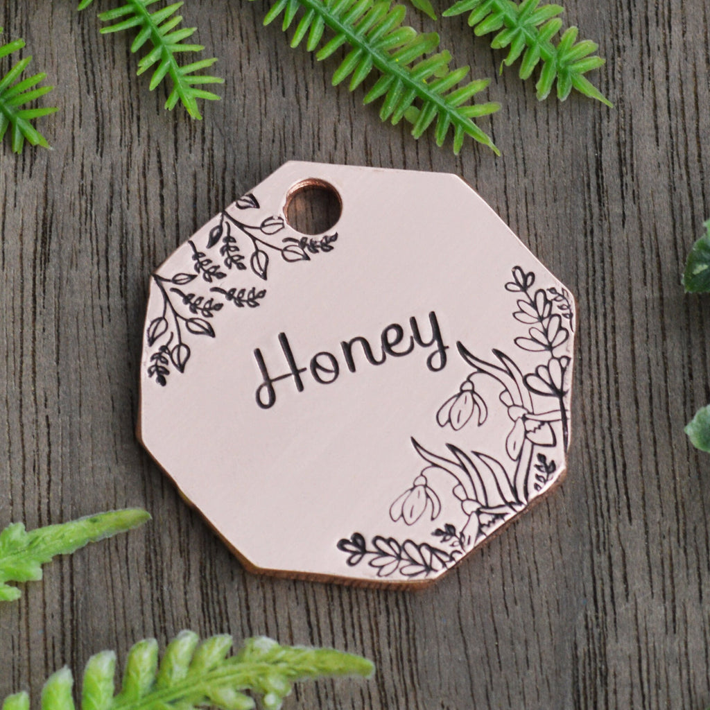 Snow Drops Hand Stamped Dog Collar Tag 
