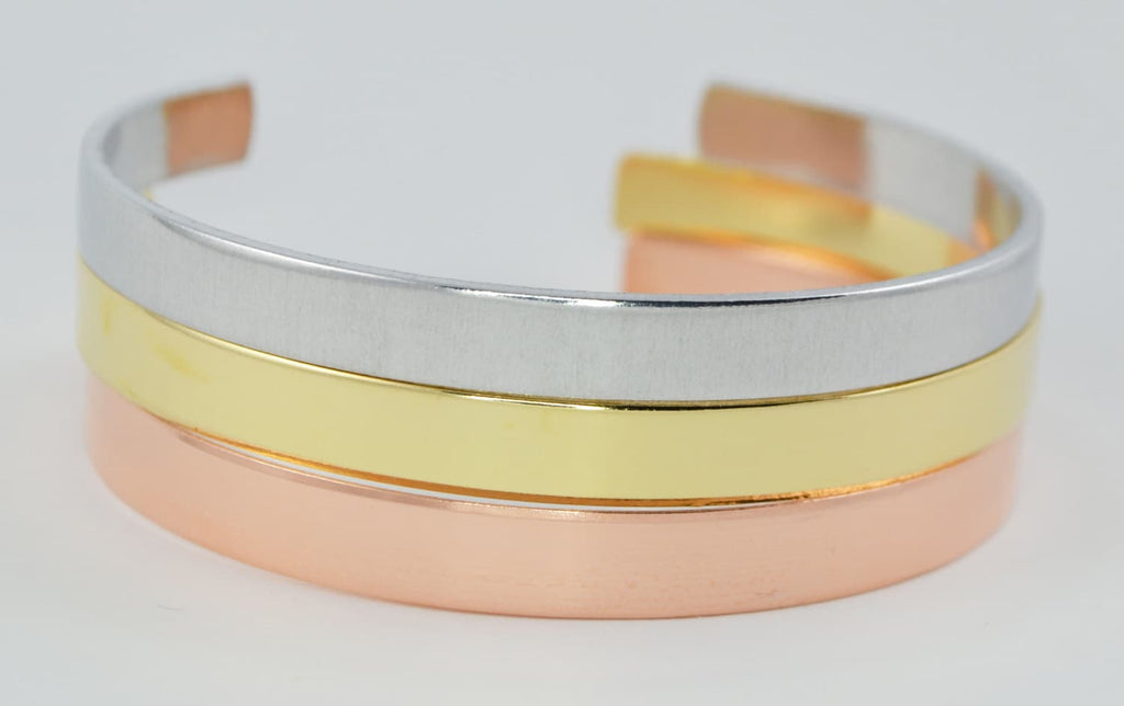 Je Suis Prest Cuff Bracelet - Aluminum Brass or Copper Bangle