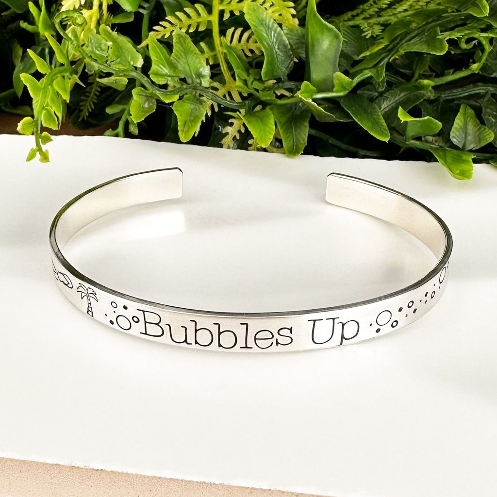Bubbles Up Aluminum Brass or Copper Handstamped Cuff Bracelet • Musical Jewelry • Statement Jewelry