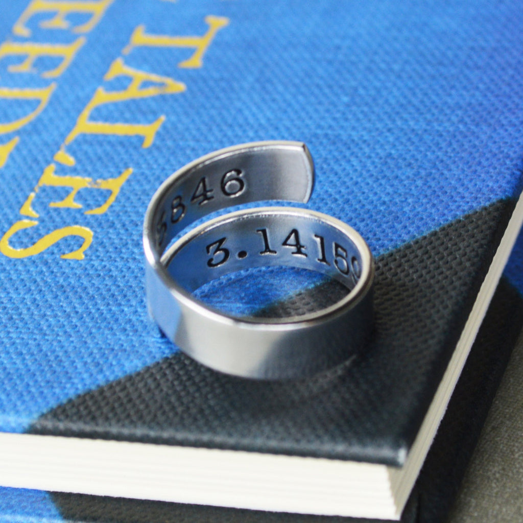 Pi Wrap Ring - Hand Stamped Teacher Gift - Math and Science Gift