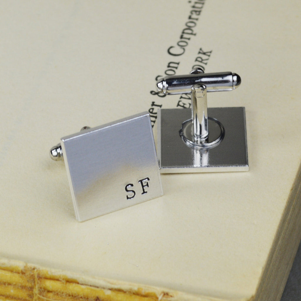 Custom Initial Cuff Links - Hand Stamped Groomsman Gift