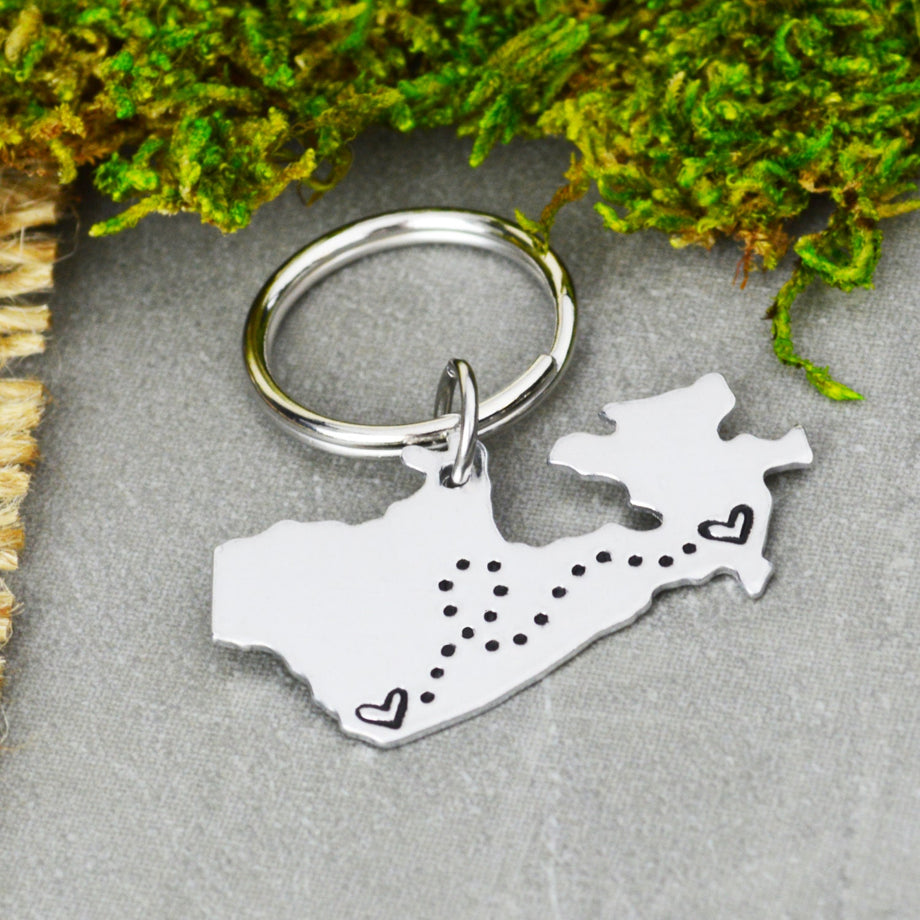 Couple Gift Long Distance Relationship Keychain Best Friend Gift