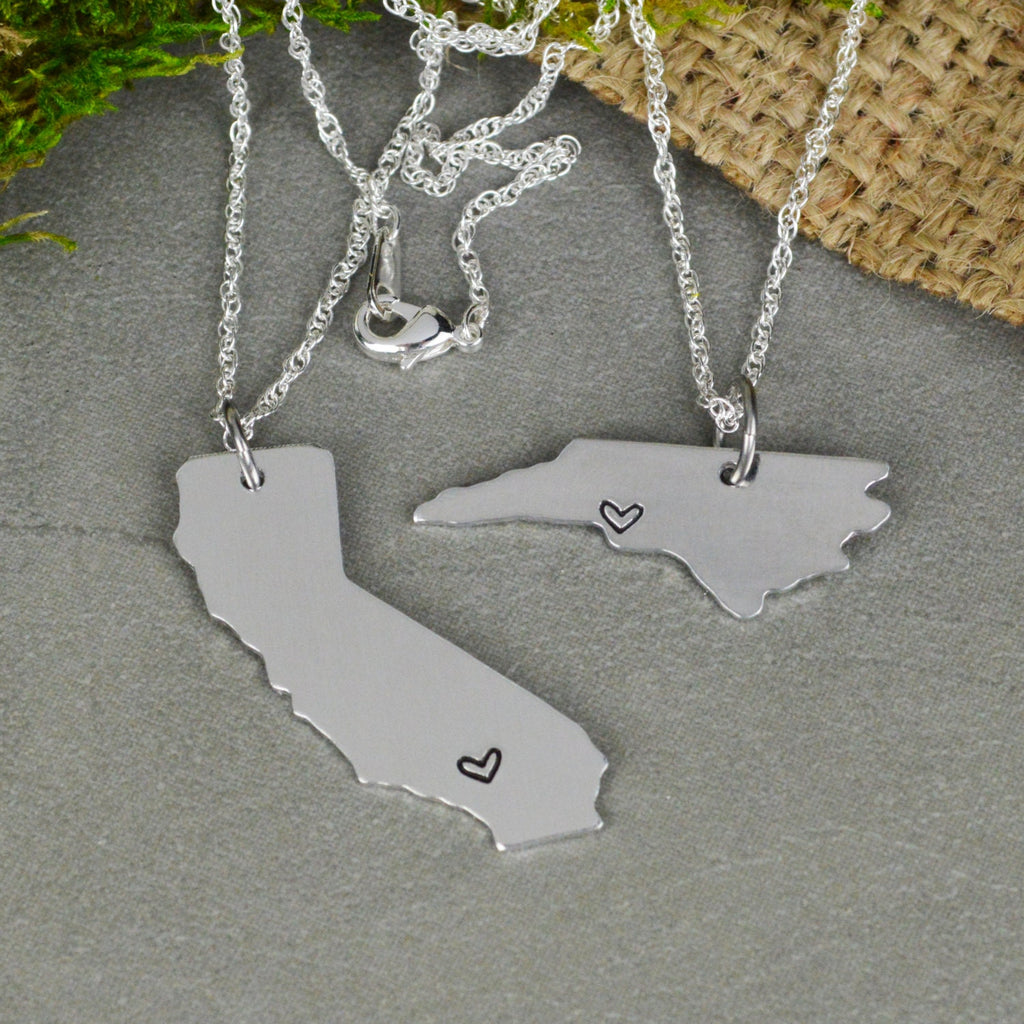 ANY TWO STATES United States Keychain or Necklace Set - Best Friend Gift - Couples Gift - Long Distance Love