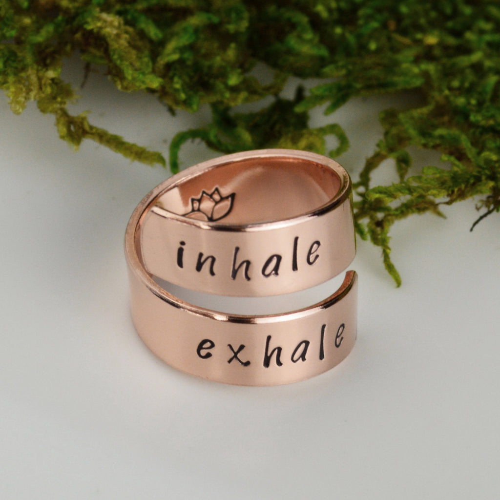 Yoga Wrap Ring - Inhale Exhale Ring with Lotus