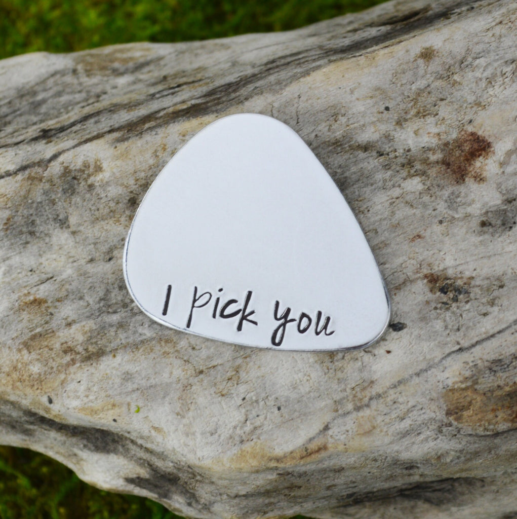 I Pick You Guitar Pick Necklace or Keychain - Couples Gift - Long Distance Love