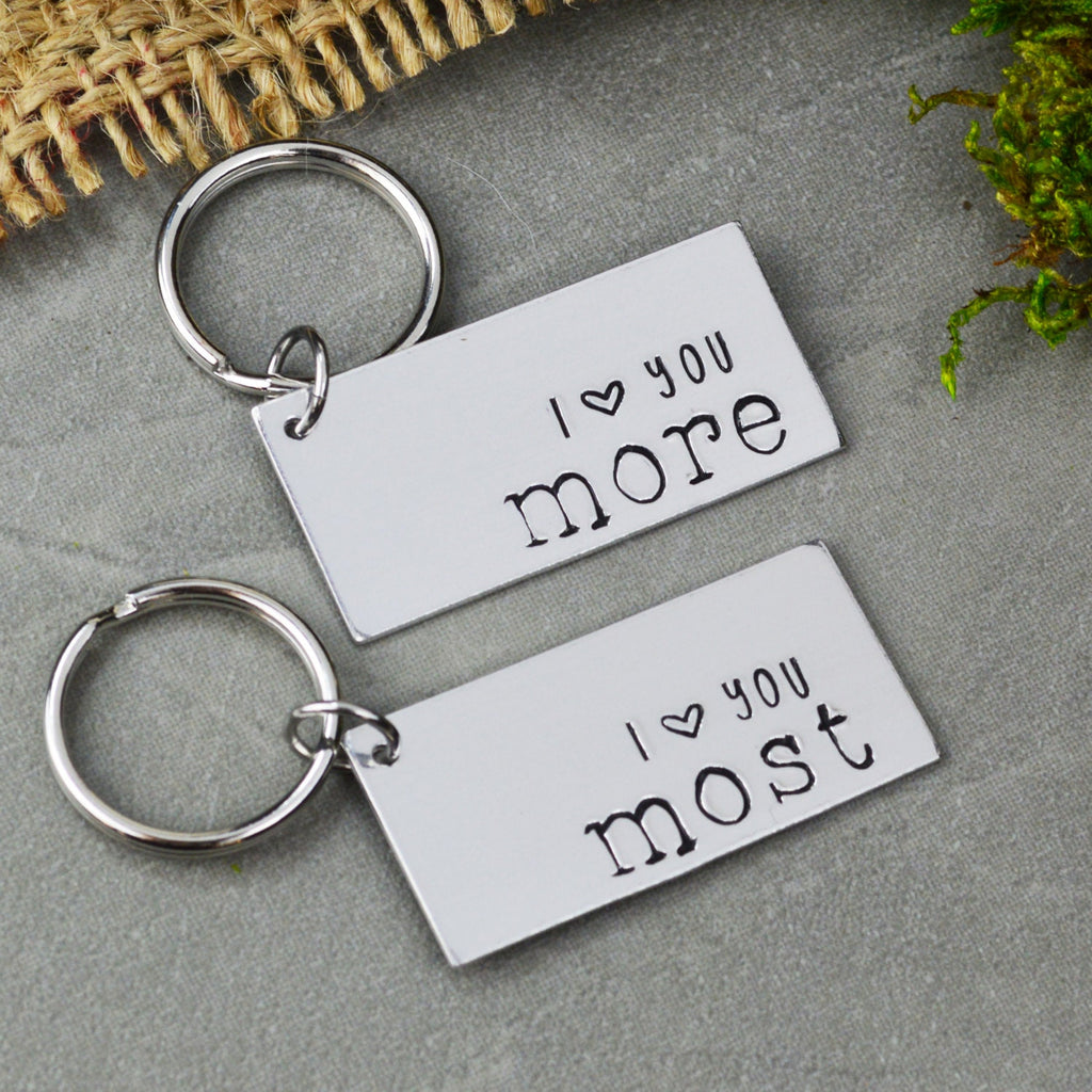 I Love You More I Love You Most Keychain Set - Couple Gift - Wedding Gift