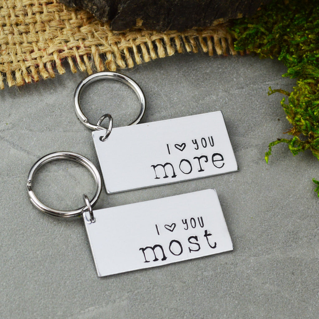 I Love You More I Love You Most Keychain Set - Couple Gift - Wedding Gift